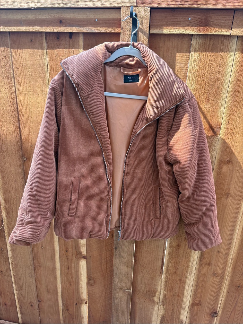 Vici Corduroy Bomber Jacket in Dusty Rose Brown